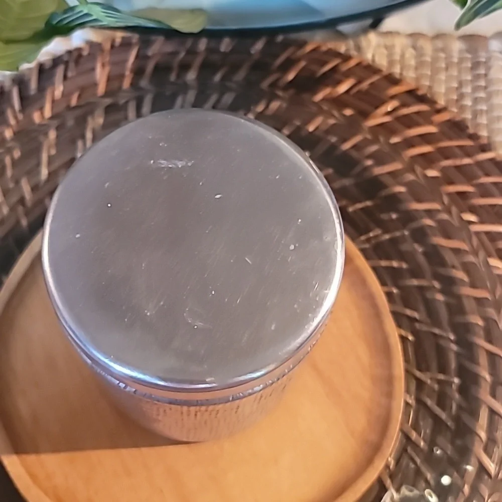 Vintage threshold aluminum etched lidded canister